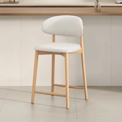 Mid Century Modern Upholstered Bar Stool with Back Image - 9