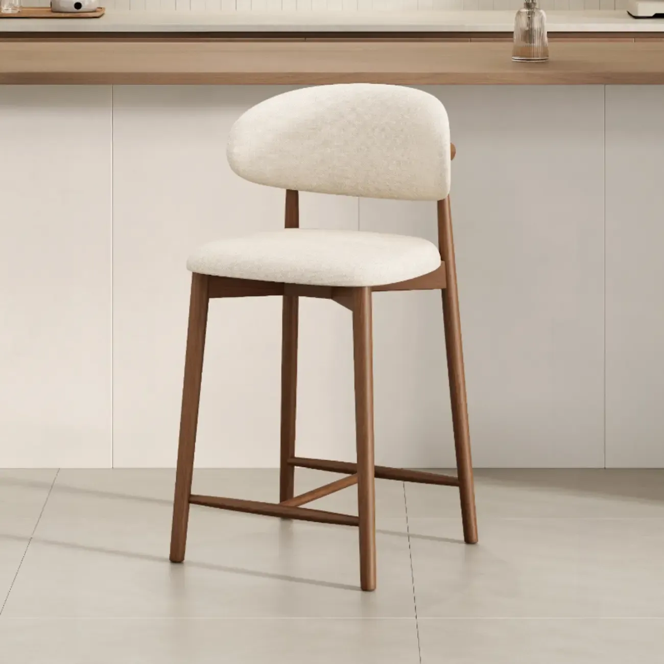 Mid Century Modern Upholstered Bar Stool with Back Image - 20