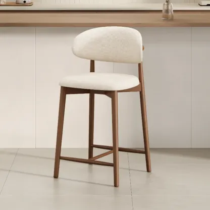 Mid Century Modern Upholstered Bar Stool with Back Image - 20