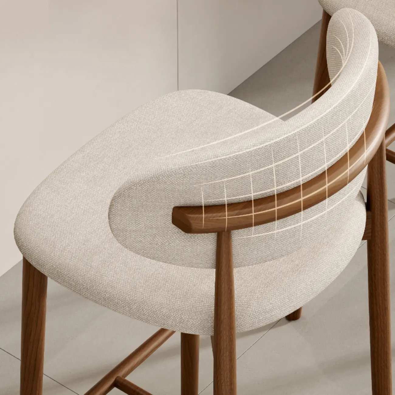 Mid Century Modern Upholstered Bar Stool with Back Image - 4 | homeyfad