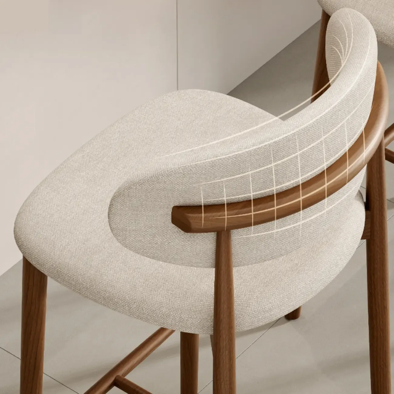 Mid Century Modern Upholstered Bar Stool with Back Image - 4