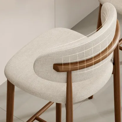 Mid Century Modern Upholstered Bar Stool with Back Image - 4