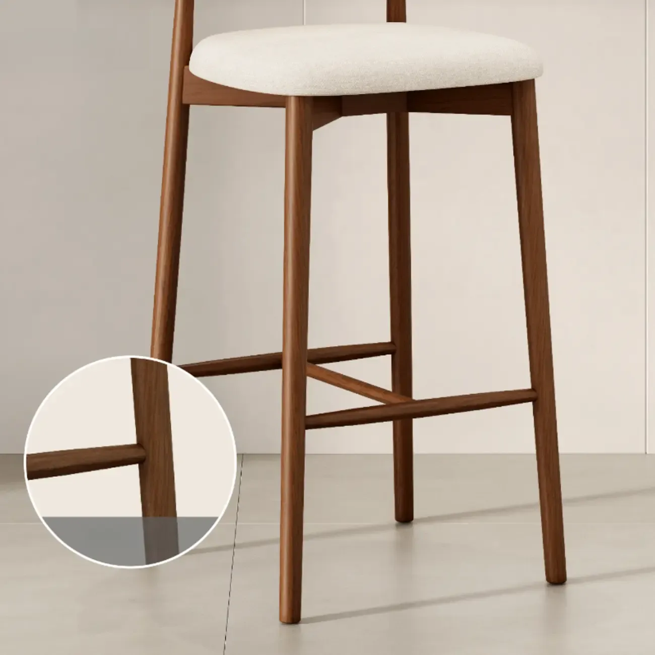 Mid Century Modern Upholstered Bar Stool with Back Image - 6