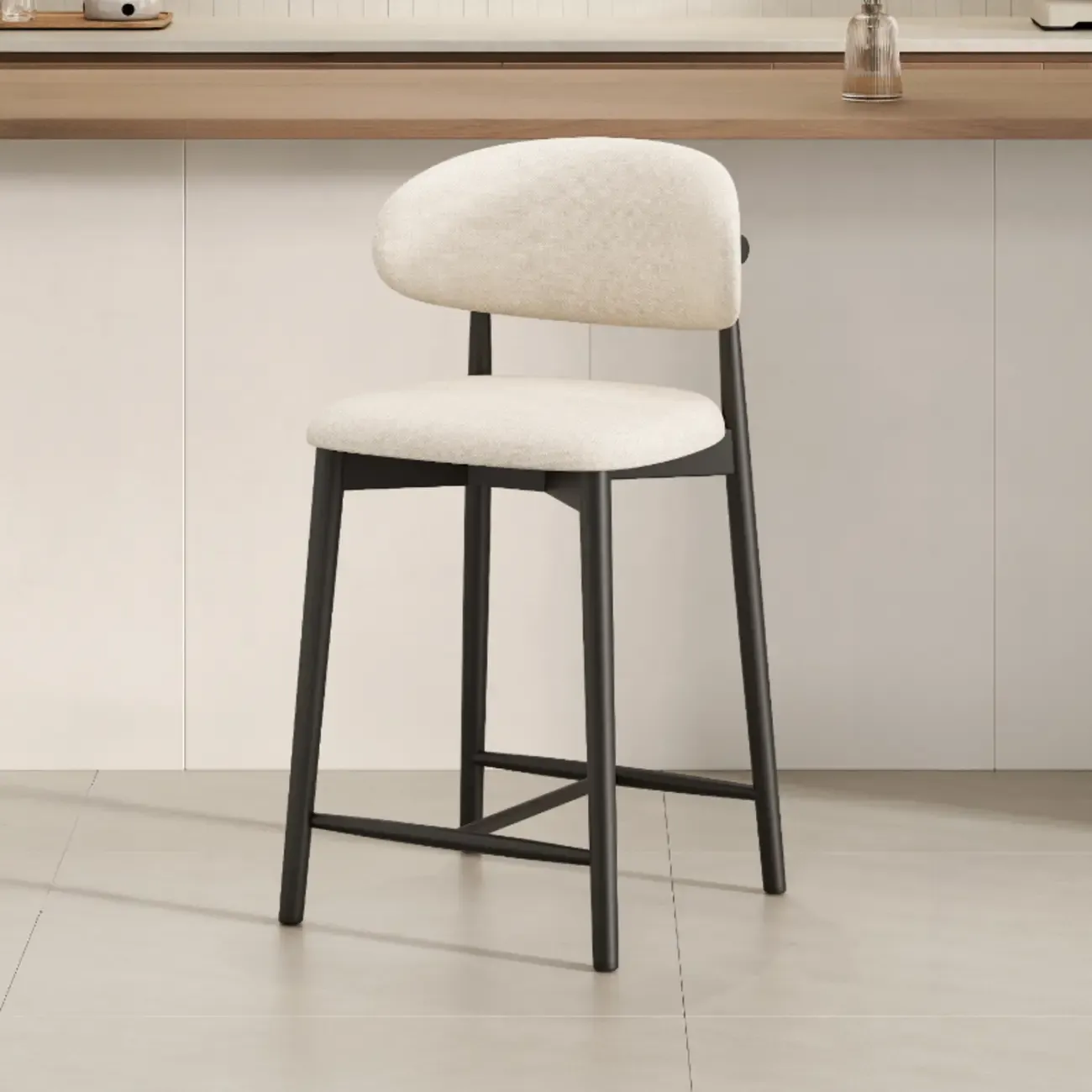 Mid Century Modern Upholstered Bar Stool with Back Image - 10