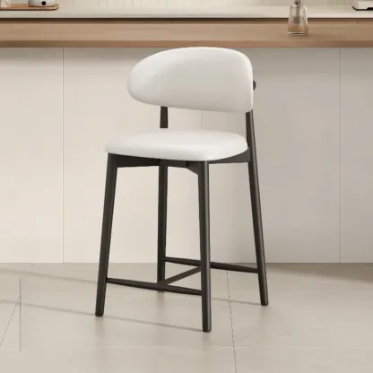 Mid Century Modern Upholstered Bar Stool with Back Image - 22