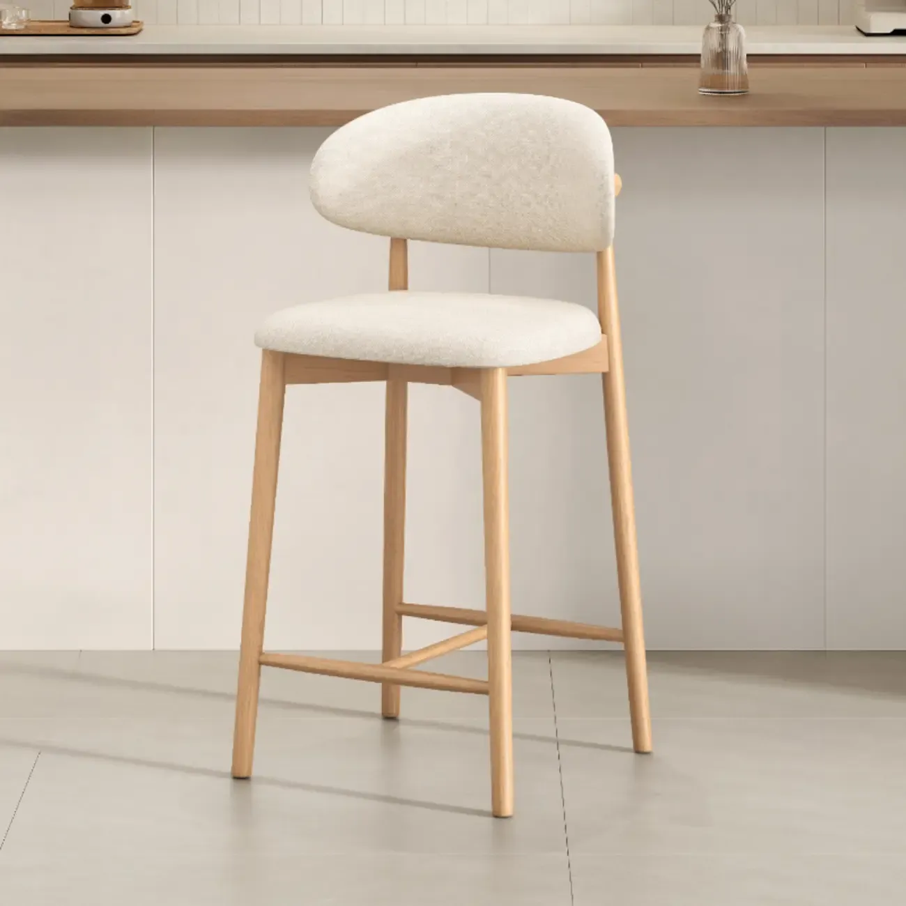 Mid Century Modern Upholstered Bar Stool with Back Image - 24
