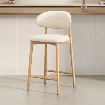Mid Century Modern Upholstered Bar Stool with Back Image - 24