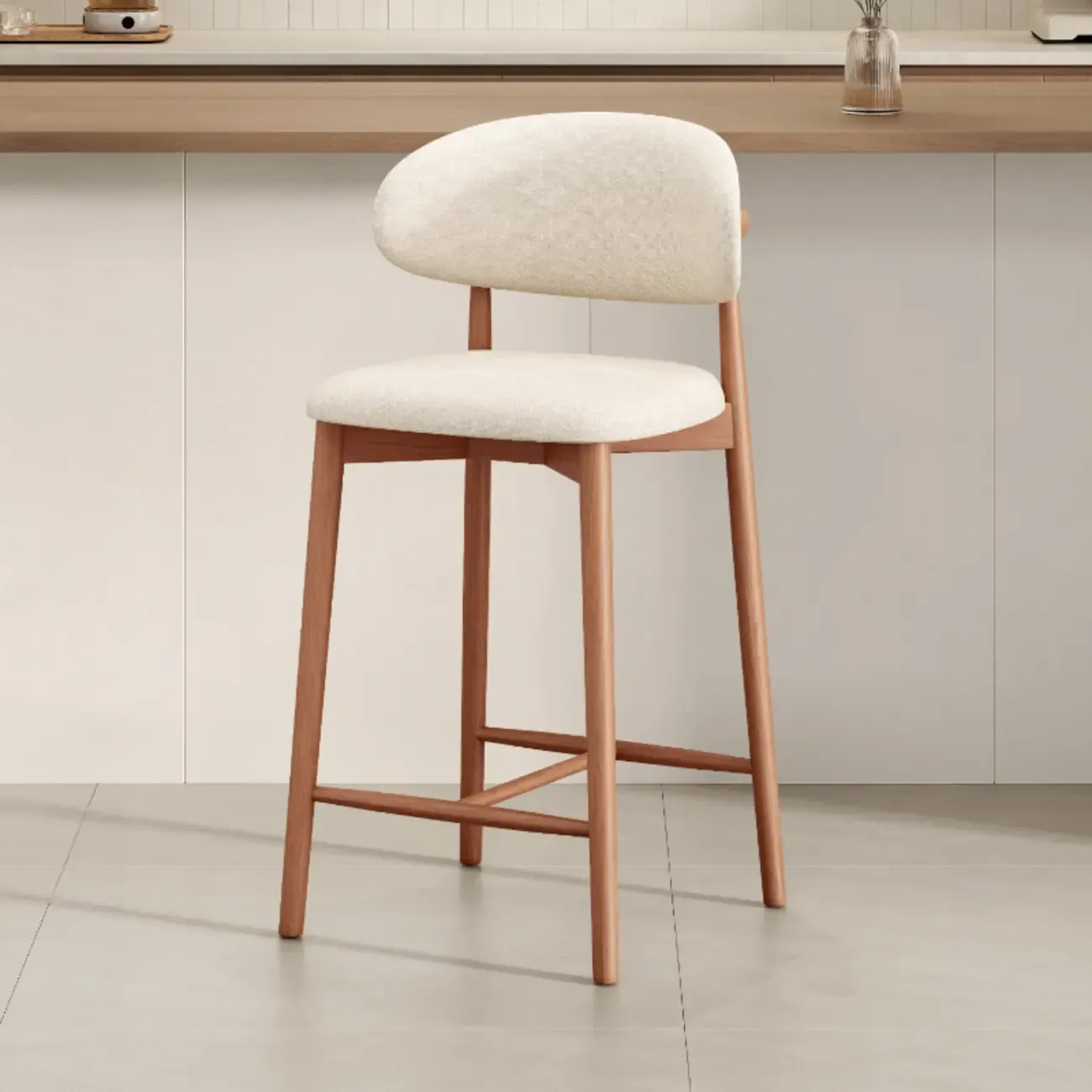 Mid Century Modern Upholstered Bar Stool with Back Image - 26