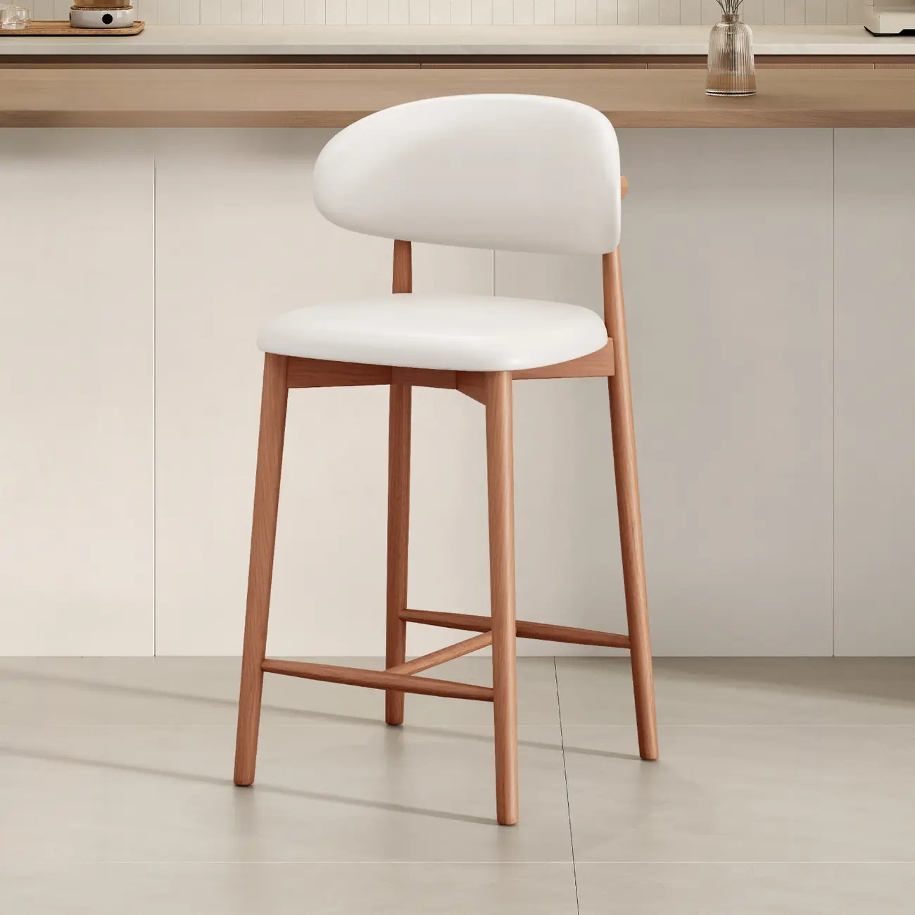 Mid Century Modern Upholstered Bar Stool with Back Image - 27 | homeyfad