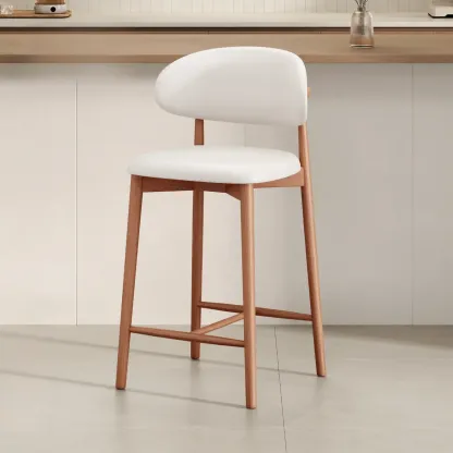 Mid Century Modern Upholstered Bar Stool with Back Image - 27