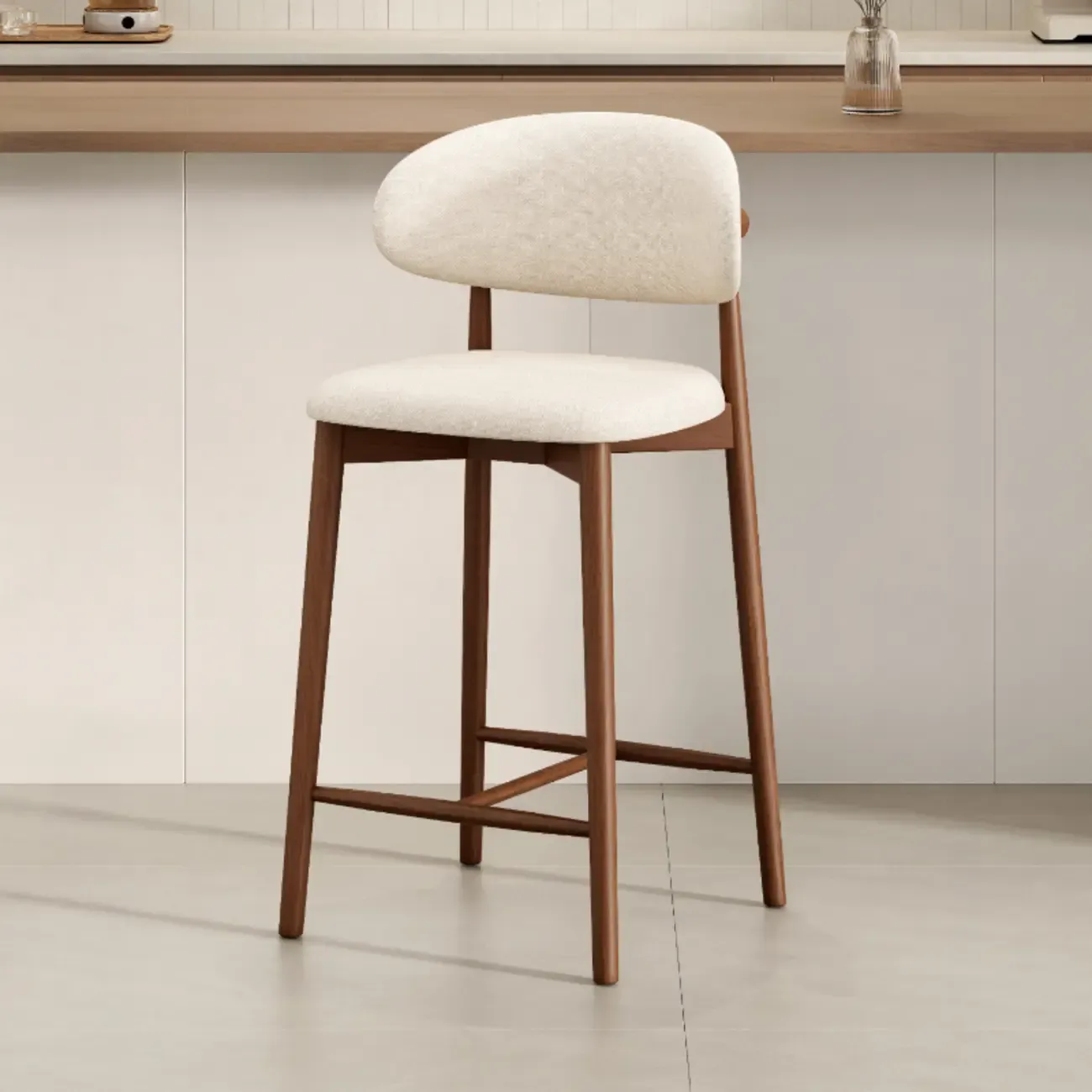 Mid Century Modern Upholstered Bar Stool with Back Image - 28