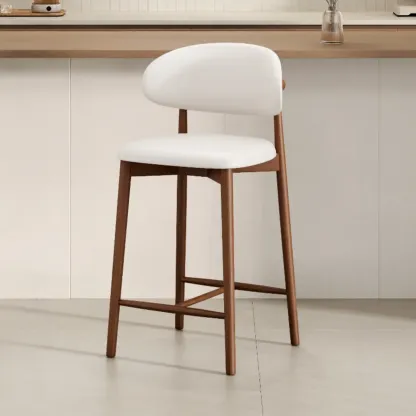 Mid Century Modern Upholstered Bar Stool with Back Image - 29