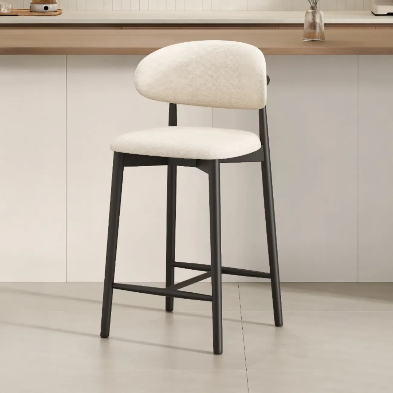 Mid Century Modern Upholstered Bar Stool with Back Image - 30