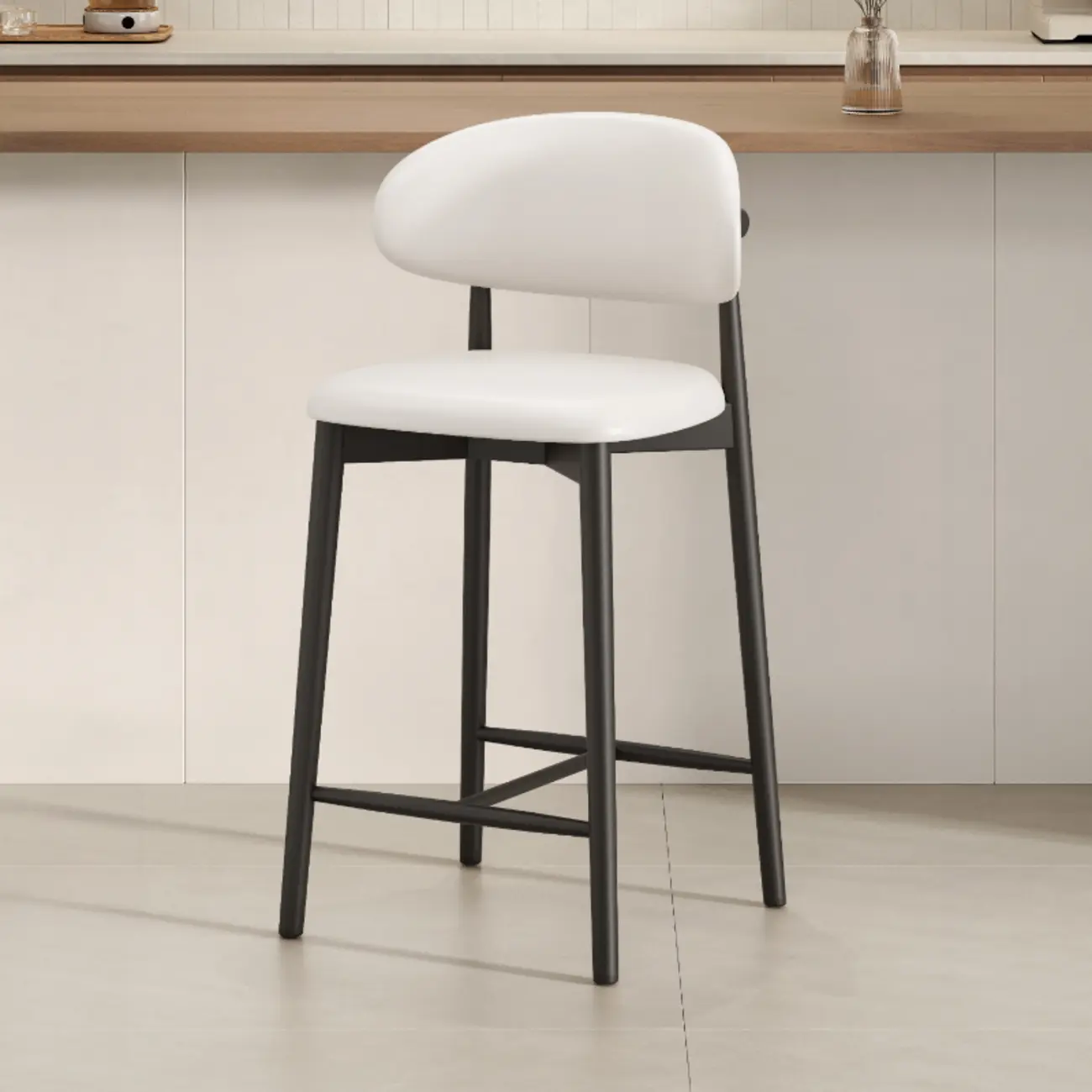 Mid Century Modern Upholstered Bar Stool with Back Image - 31 | homeyfad