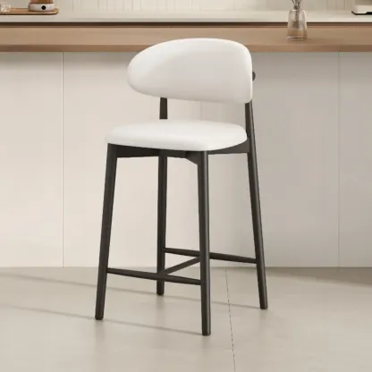 Mid Century Modern Upholstered Bar Stool with Back Image - 31