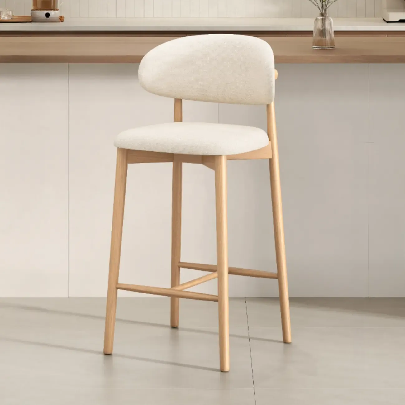 Mid Century Modern Upholstered Bar Stool with Back Image - 32