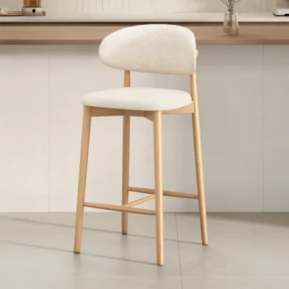 Mid Century Modern Upholstered Bar Stool with Back Image - 32