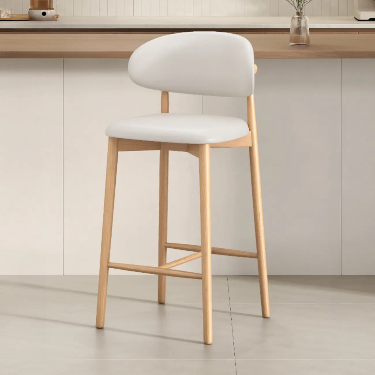 Mid Century Modern Upholstered Bar Stool with Back Image - 33 | homeyfad