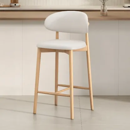 Mid Century Modern Upholstered Bar Stool with Back Image - 33