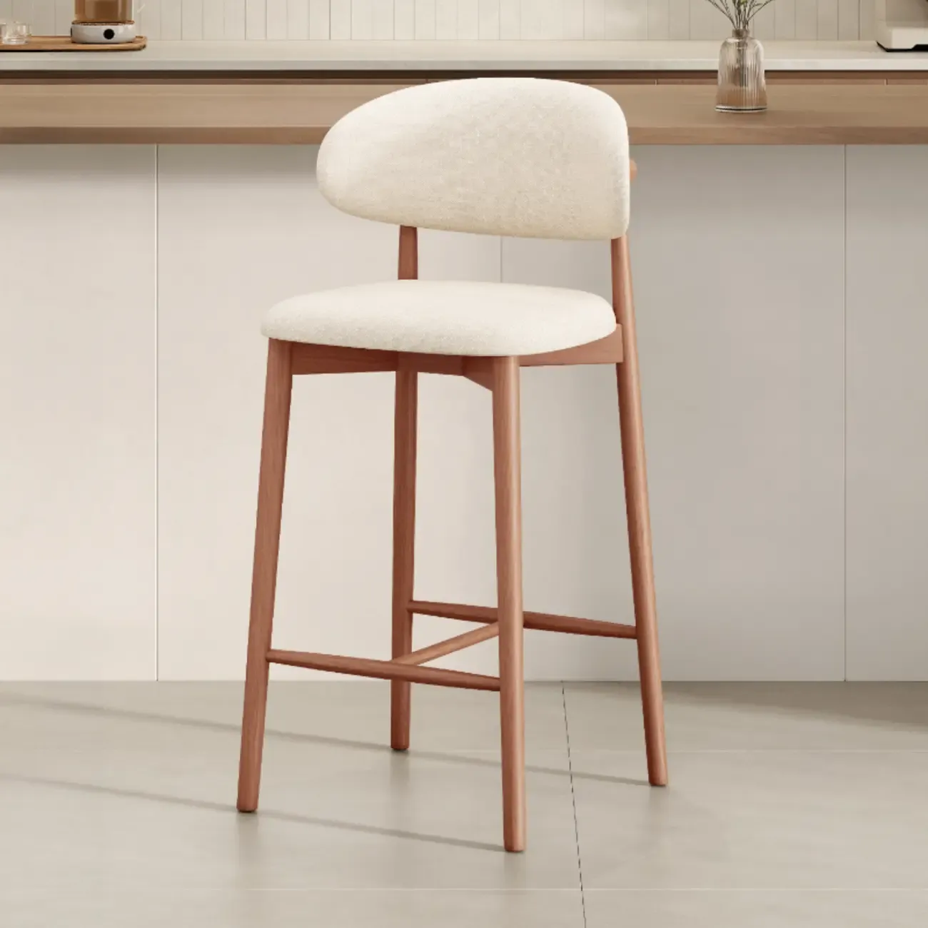 Mid Century Modern Upholstered Bar Stool with Back Image - 34