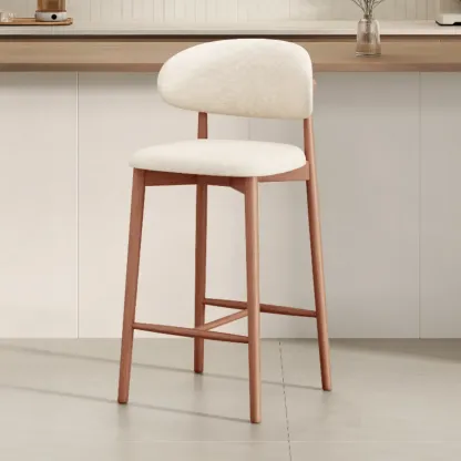 Mid Century Modern Upholstered Bar Stool with Back Image - 34
