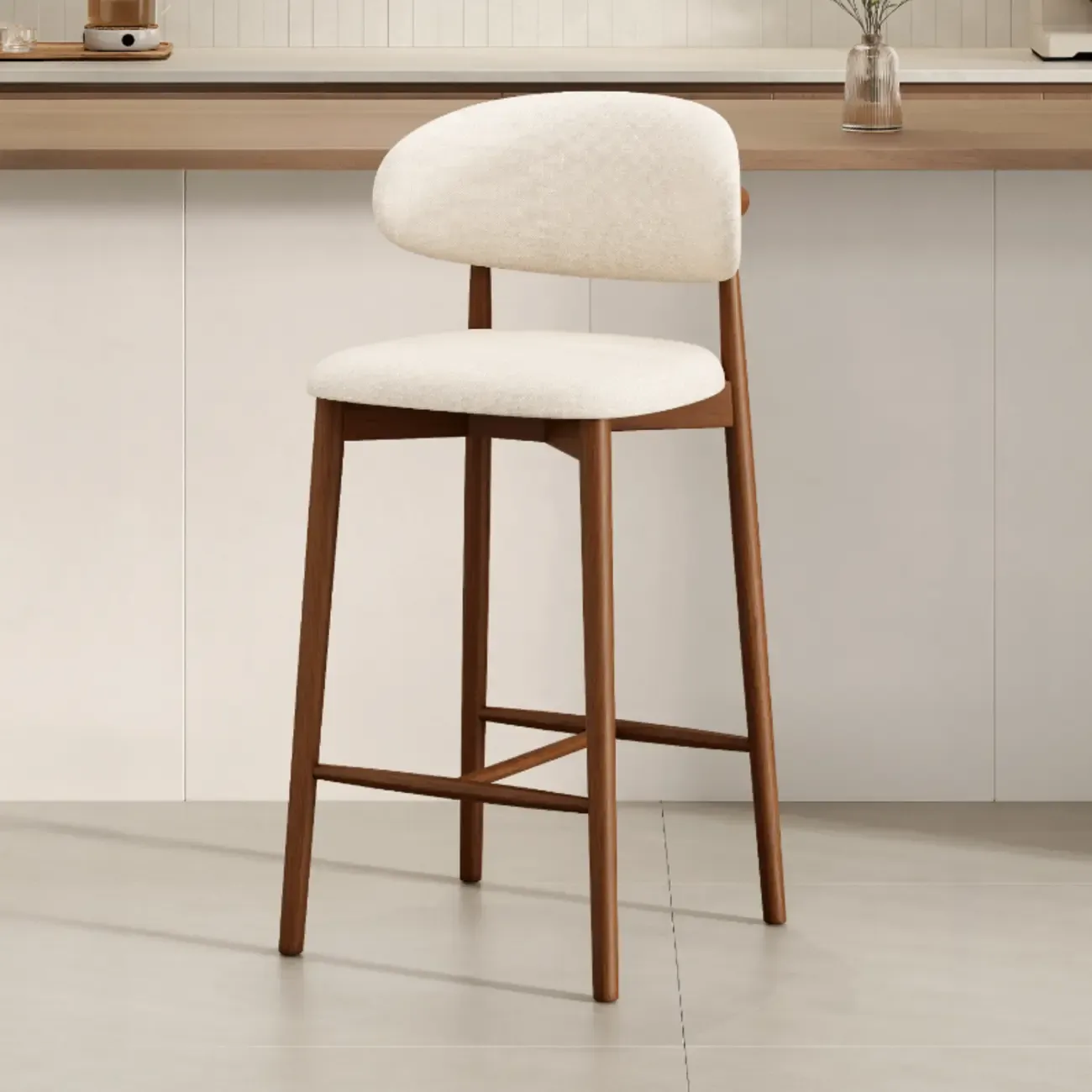 Mid Century Modern Upholstered Bar Stool with Back Image - 36