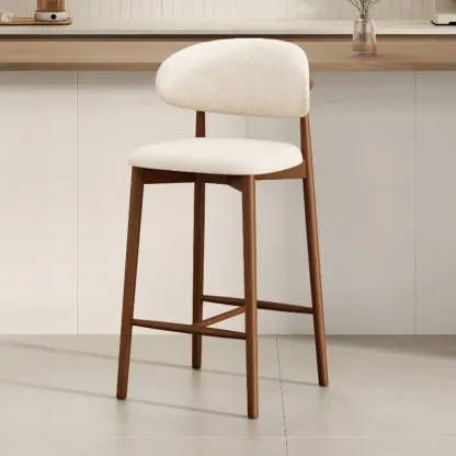 Mid Century Modern Upholstered Bar Stool with Back Image - 36