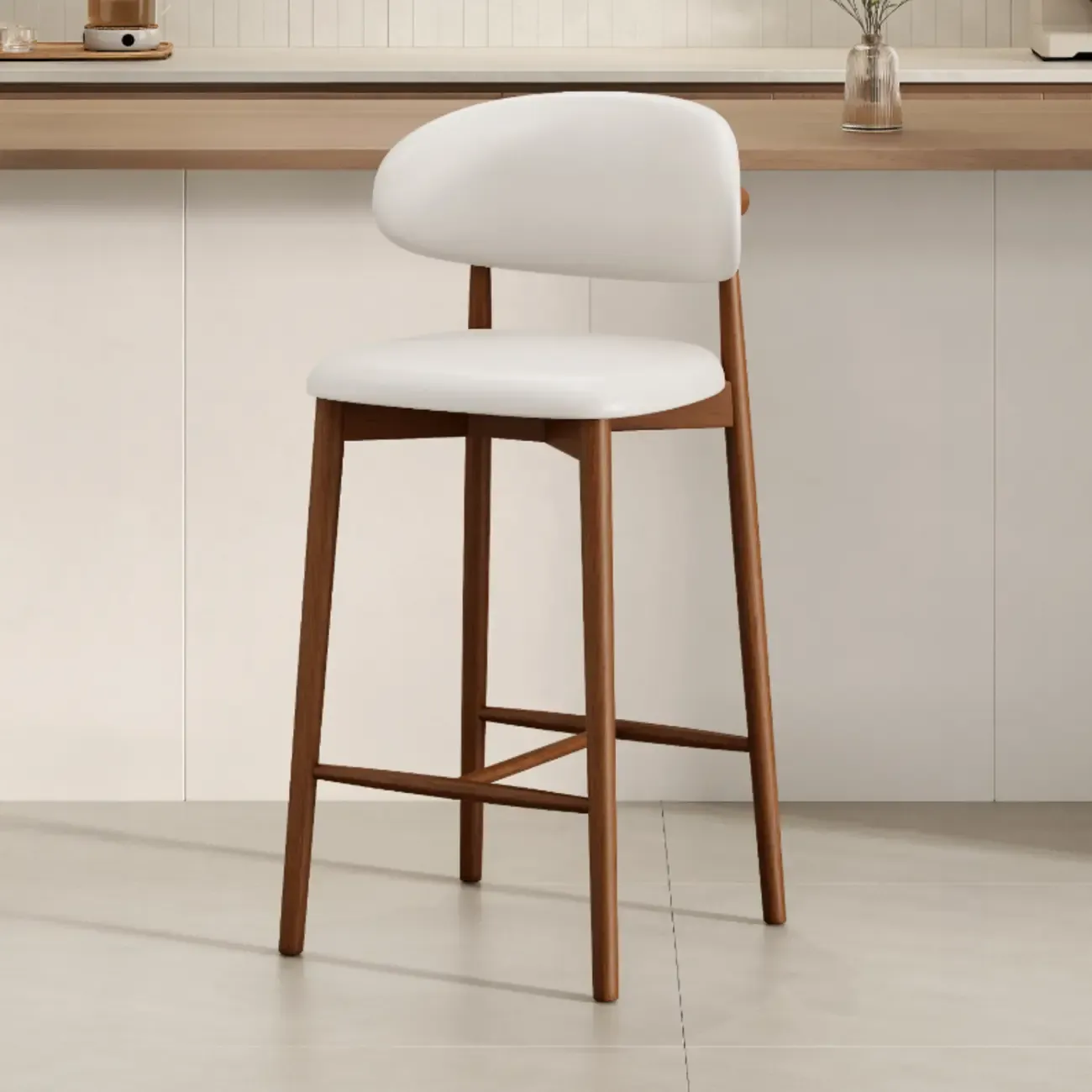 Mid Century Modern Upholstered Bar Stool with Back Image - 37