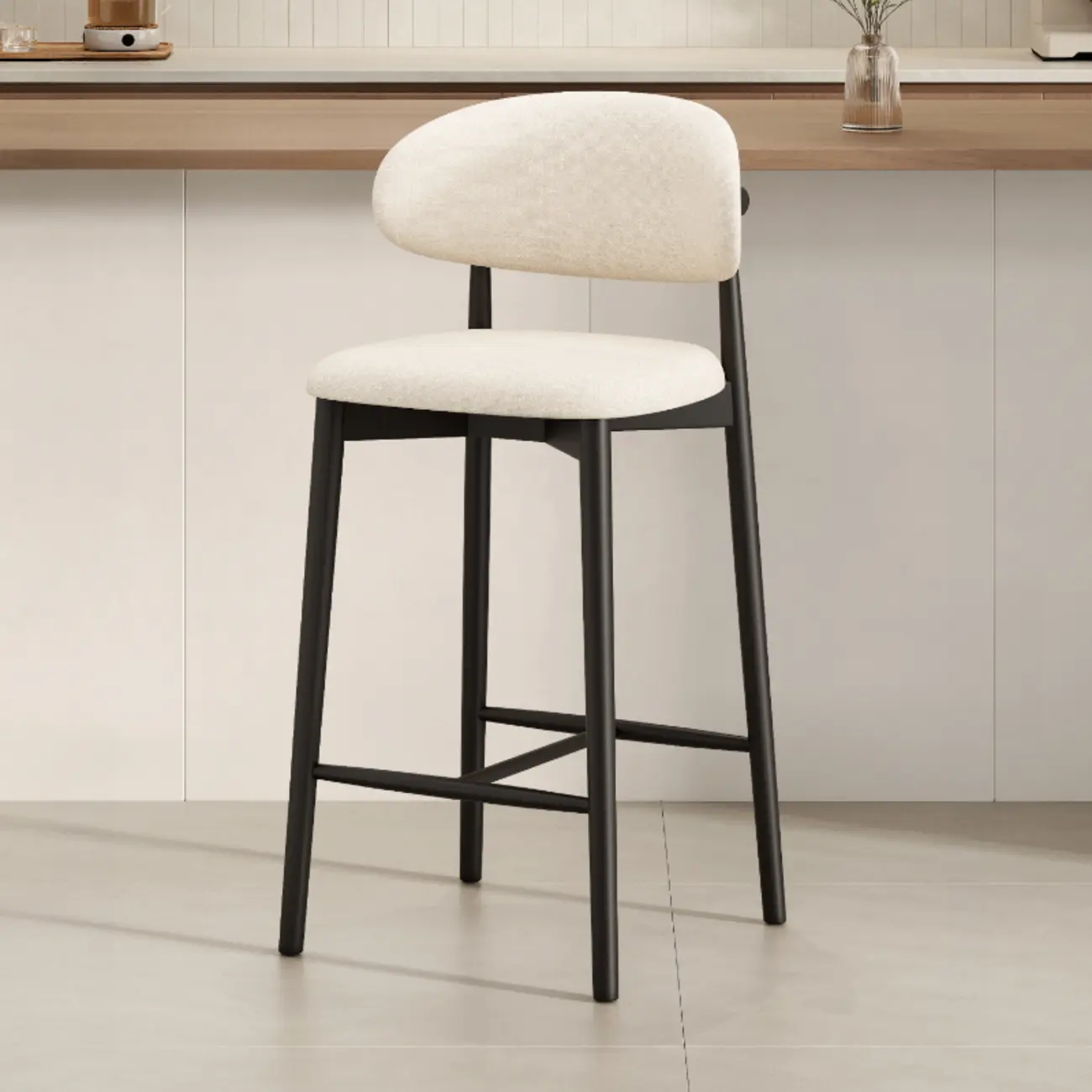 Mid Century Modern Upholstered Bar Stool with Back Image - 38 | homeyfad