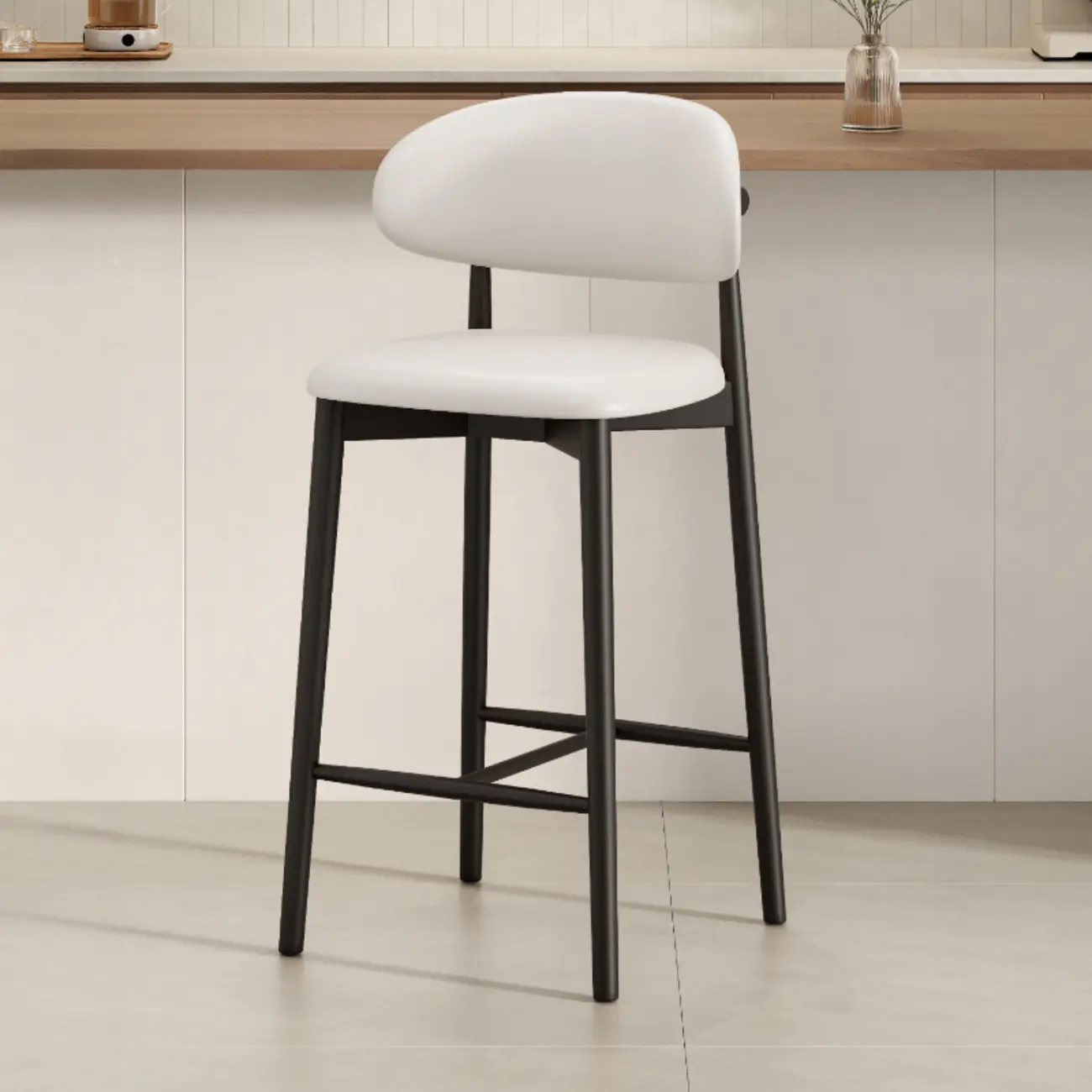 Mid Century Modern Upholstered Bar Stool with Back Image - 39 | homeyfad