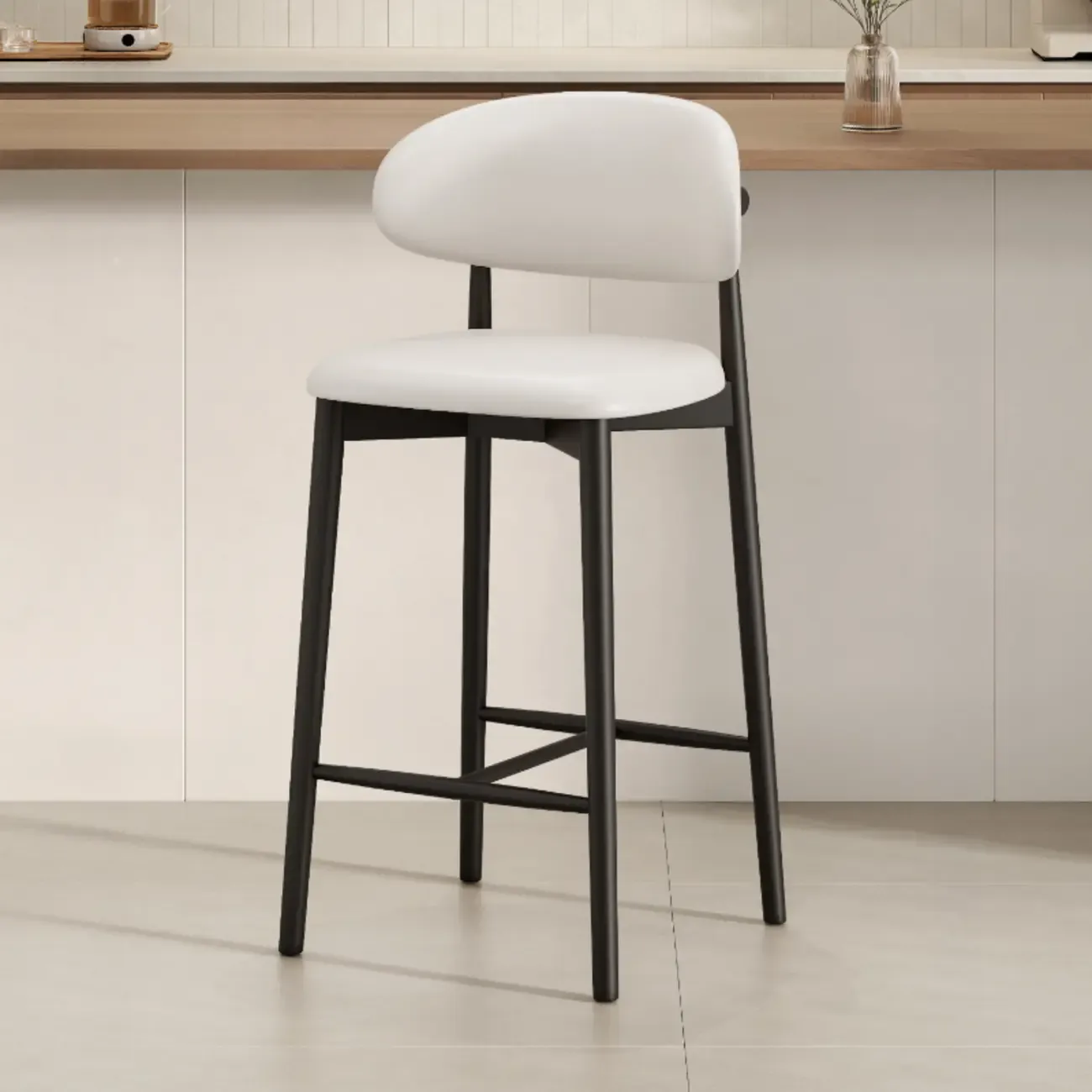 Mid Century Modern Upholstered Bar Stool with Back Image - 39