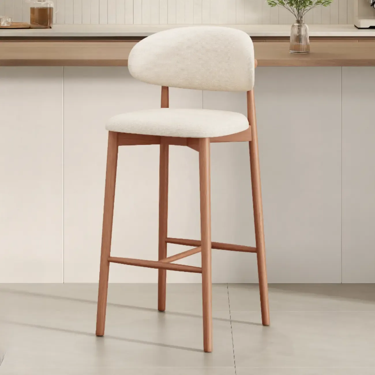 Mid Century Modern Upholstered Bar Stool with Back Image - 42