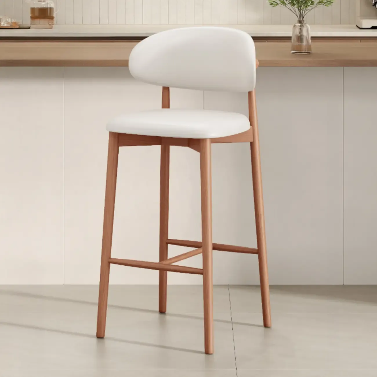 Mid Century Modern Upholstered Bar Stool with Back Image - 43