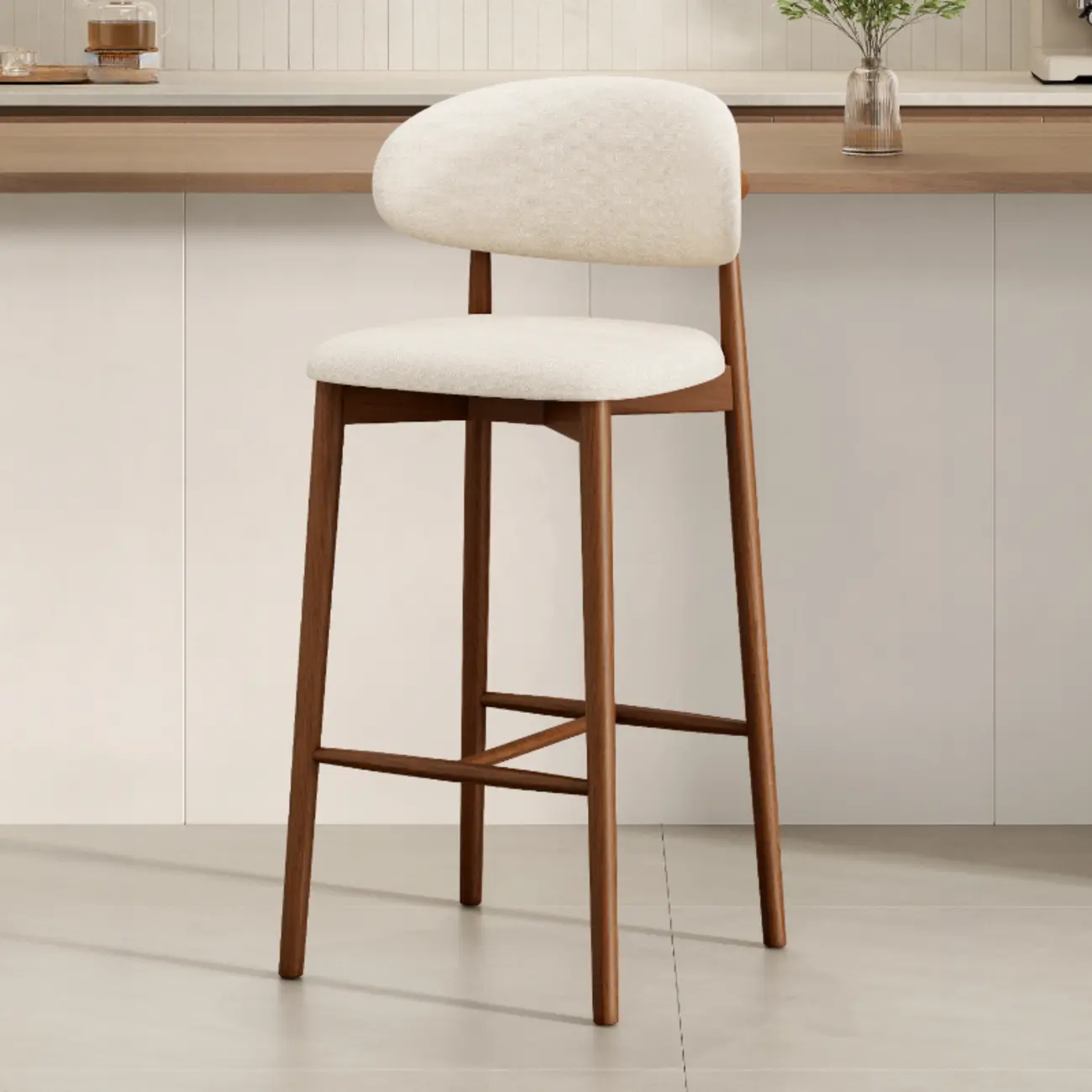 Mid Century Modern Upholstered Bar Stool with Back Image - 44 | homeyfad