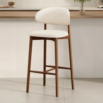 Mid Century Modern Upholstered Bar Stool with Back Image - 44