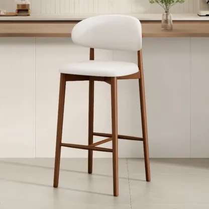 Mid Century Modern Upholstered Bar Stool with Back Image - 45