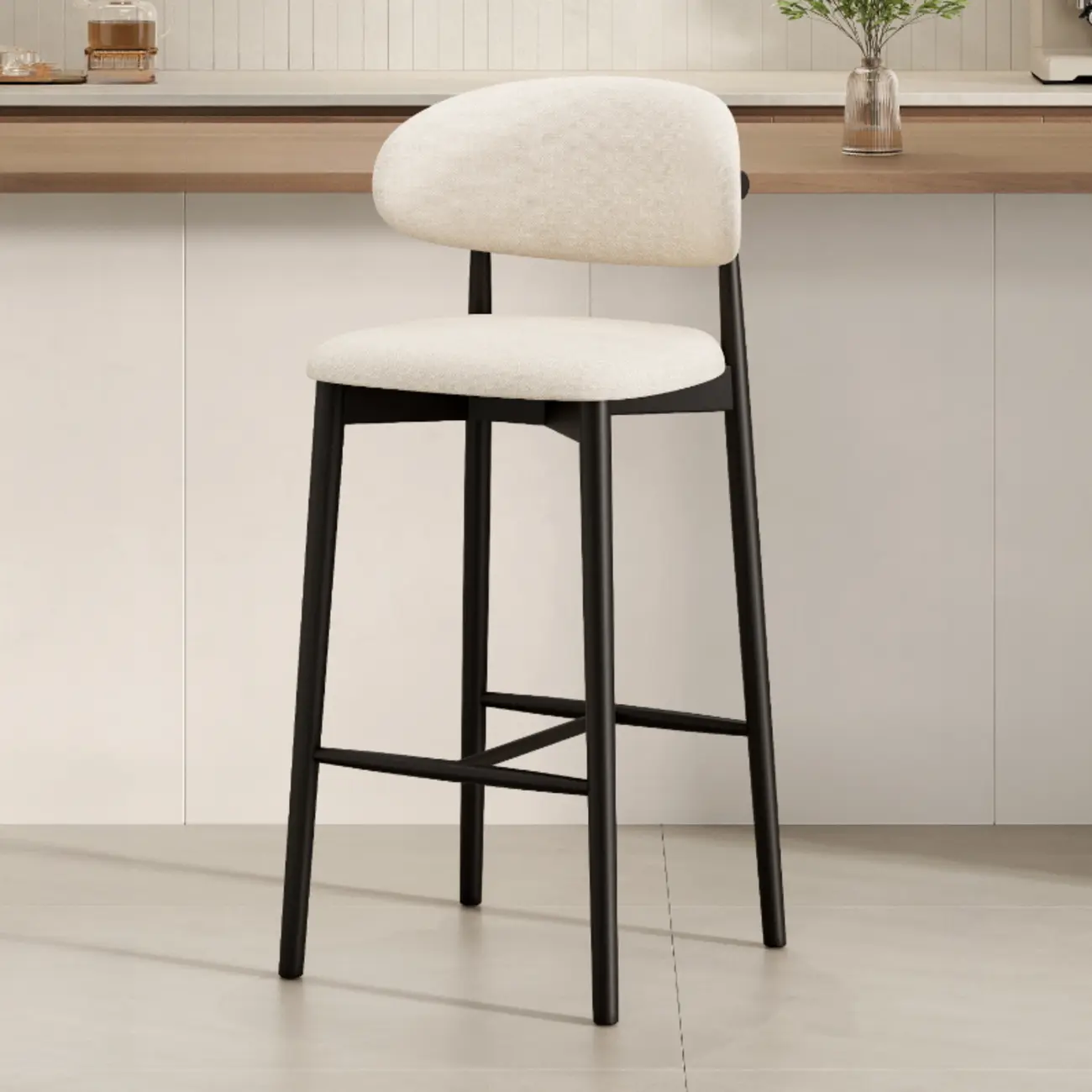 Mid Century Modern Upholstered Bar Stool with Back Image - 46 | homeyfad