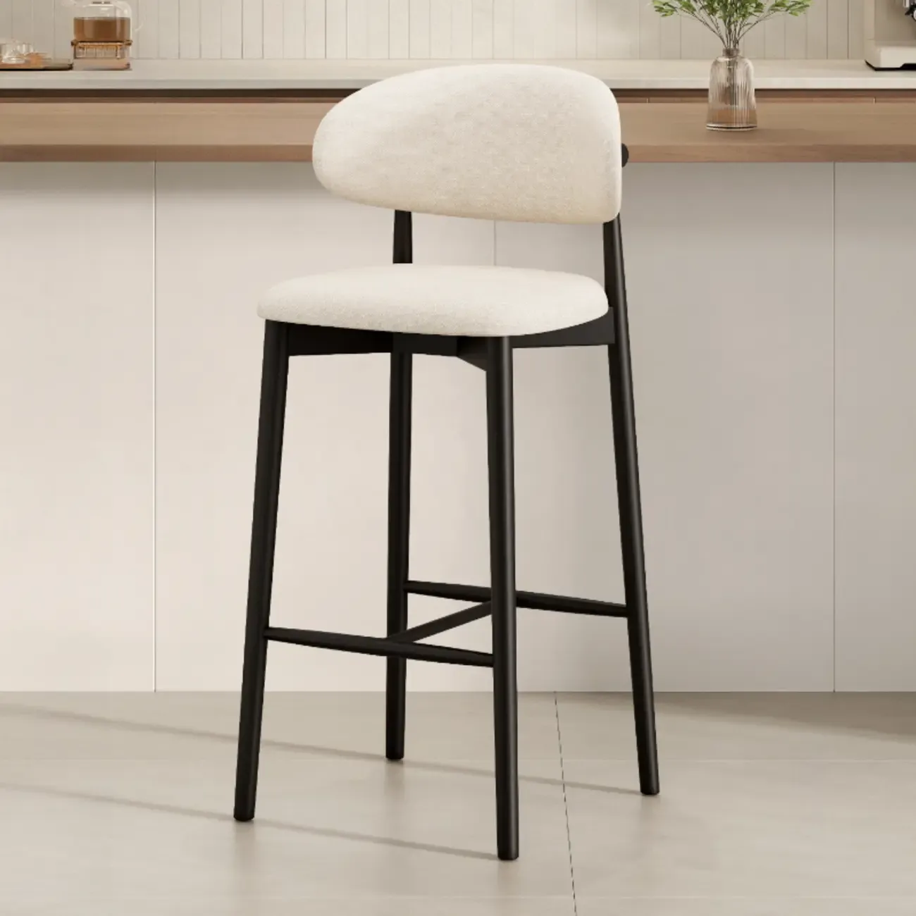 Mid Century Modern Upholstered Bar Stool with Back Image - 46
