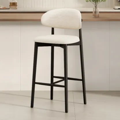 Mid Century Modern Upholstered Bar Stool with Back Image - 46
