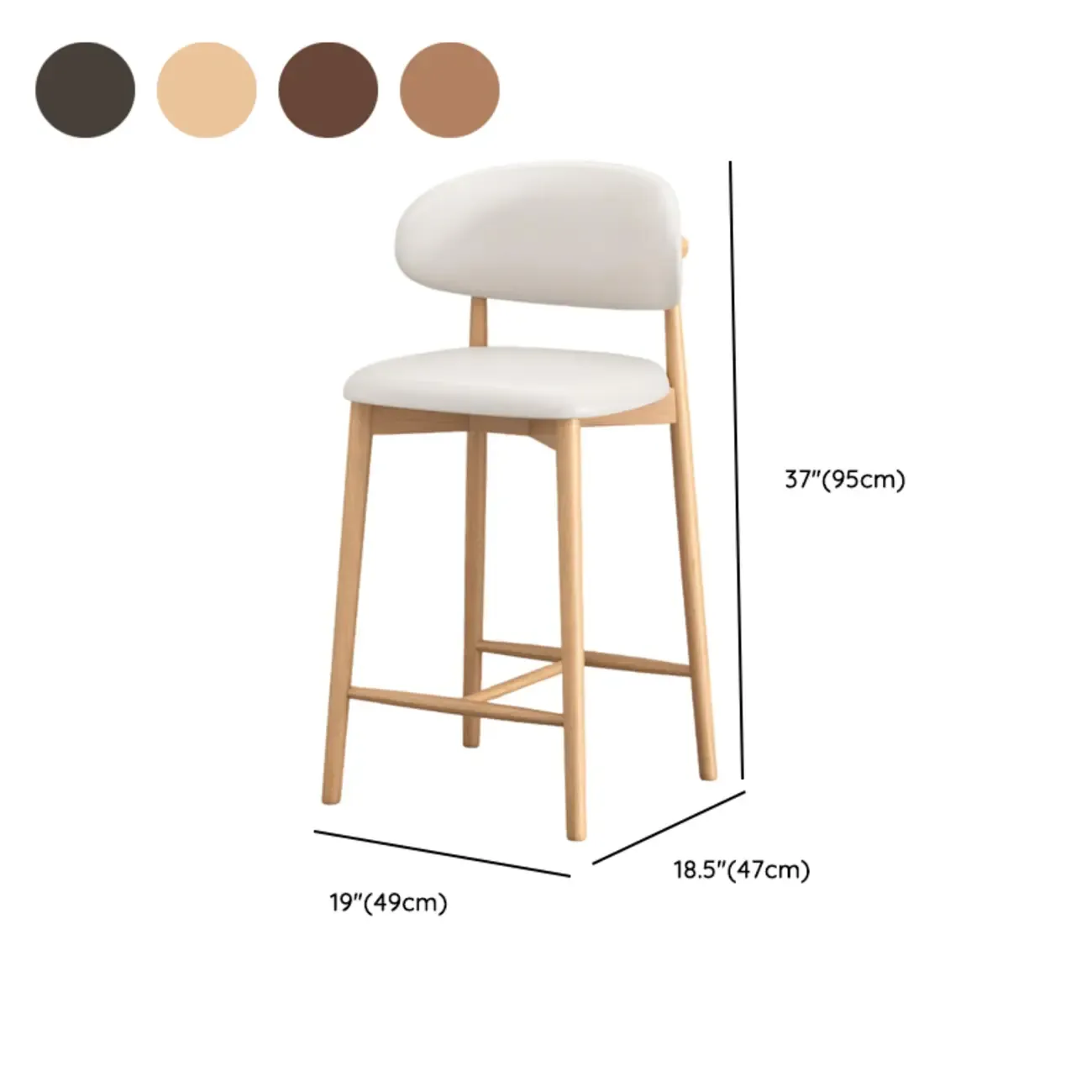 Mid Century Modern Upholstered Bar Stool with Back Image - 12