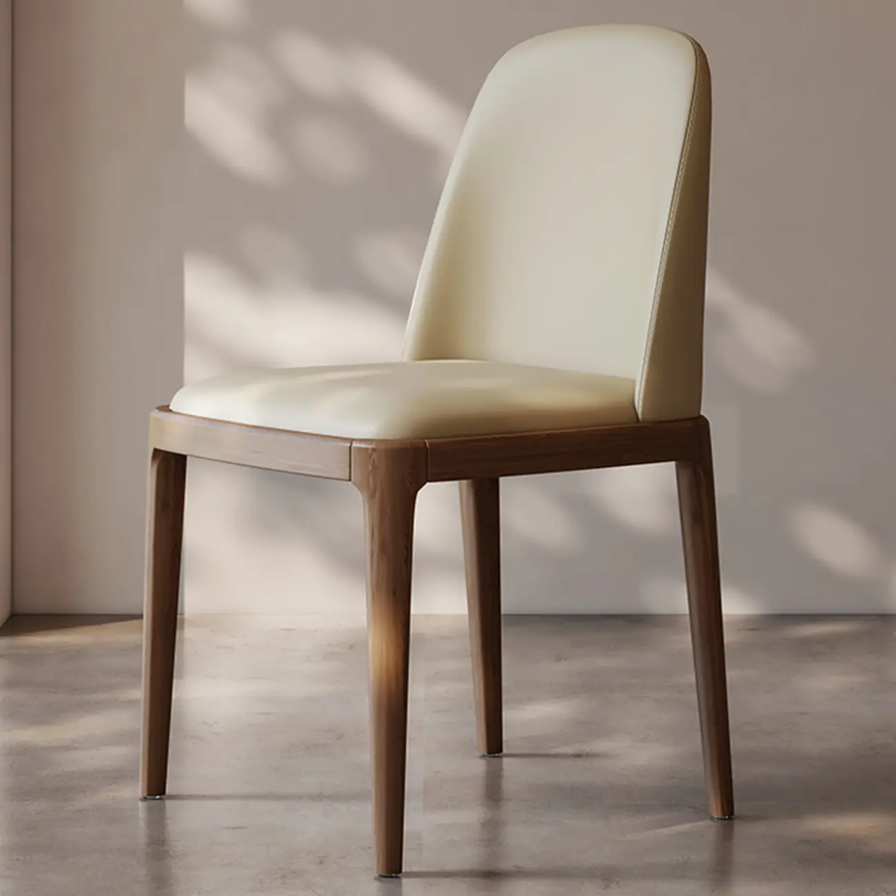 Elegant White Faux Leather Armless Wood Dining Chair Image - 1 | homeyfad