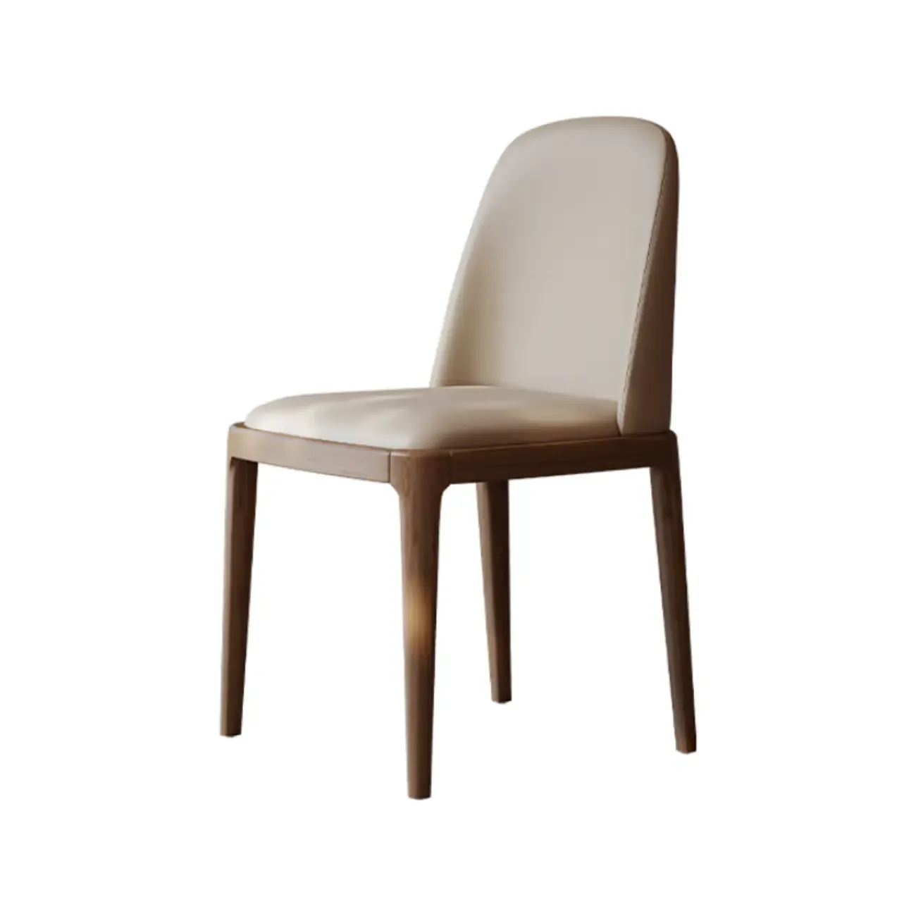 Elegant White Faux Leather Armless Wood Dining Chair Image - 2