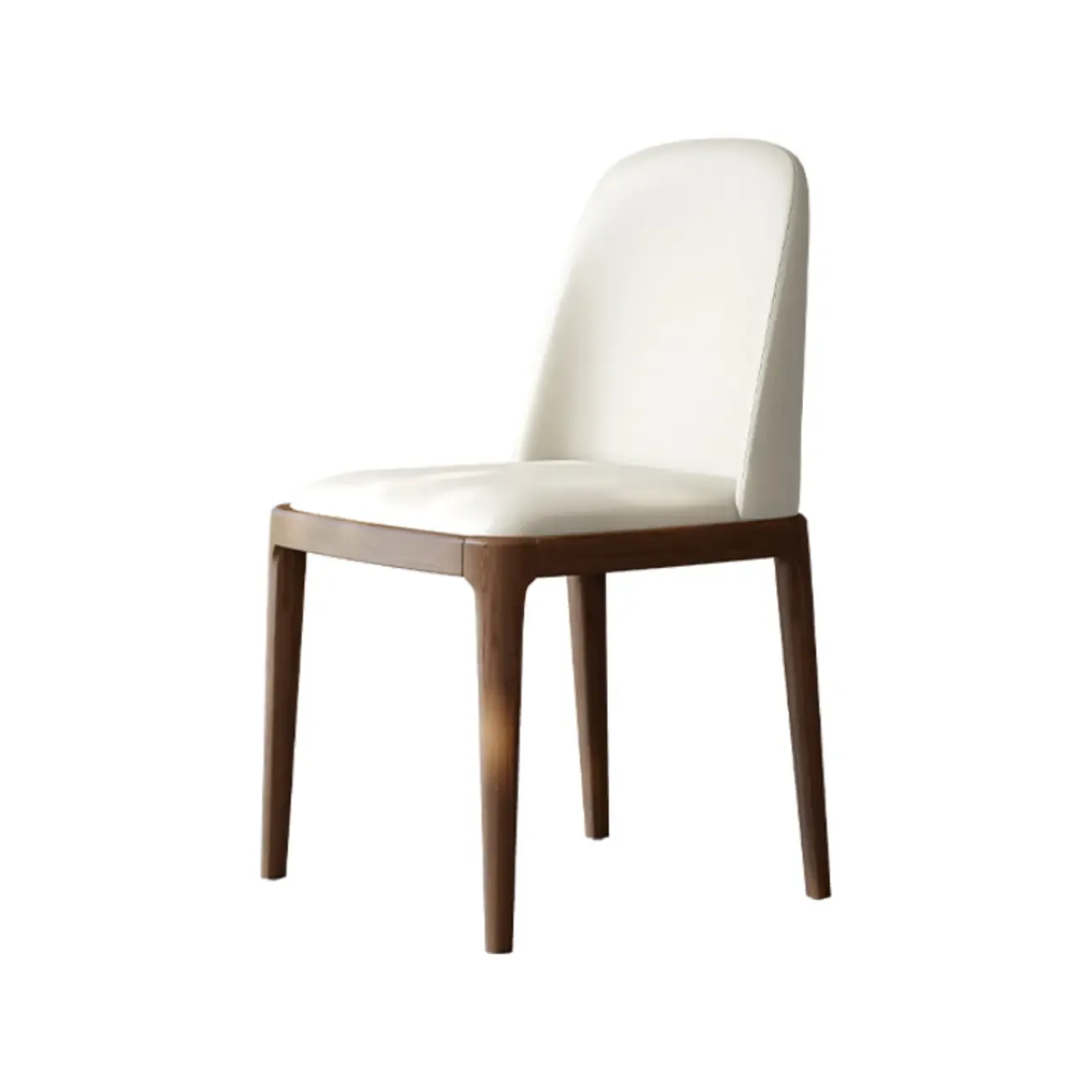 Elegant White Faux Leather Armless Wood Dining Chair Image - 3