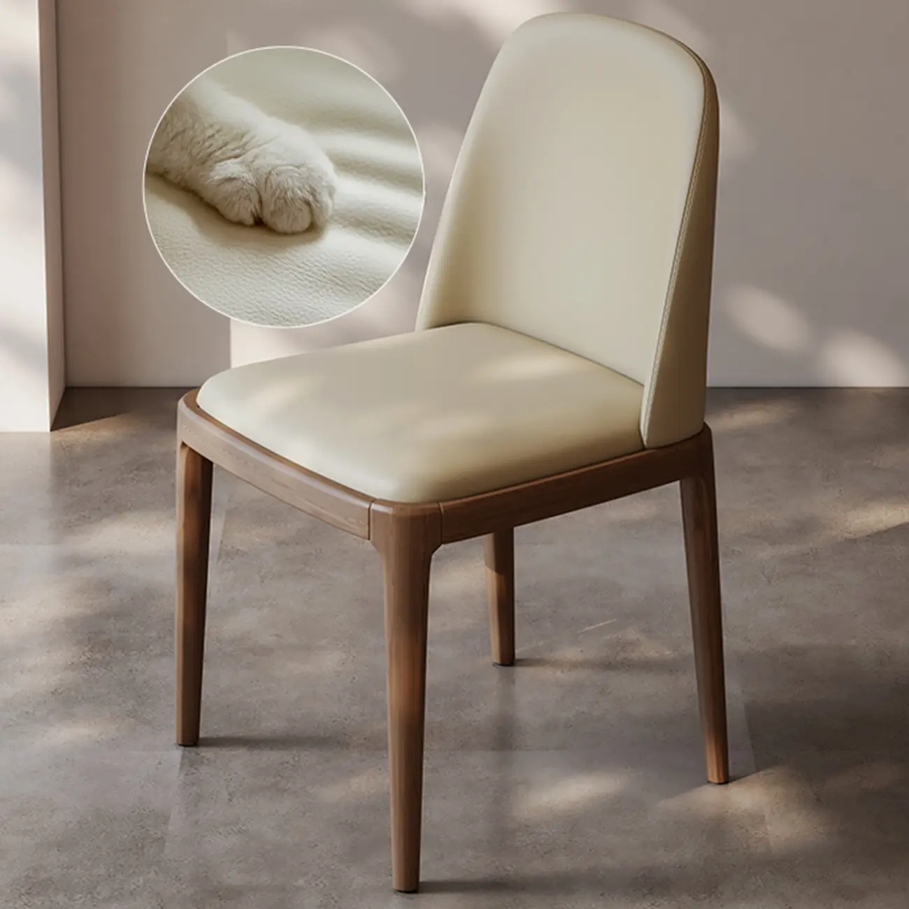 Elegant White Faux Leather Armless Wood Dining Chair Image - 4 | homeyfad