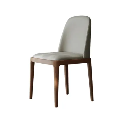Elegant White Faux Leather Armless Wood Dining Chair Image - 5