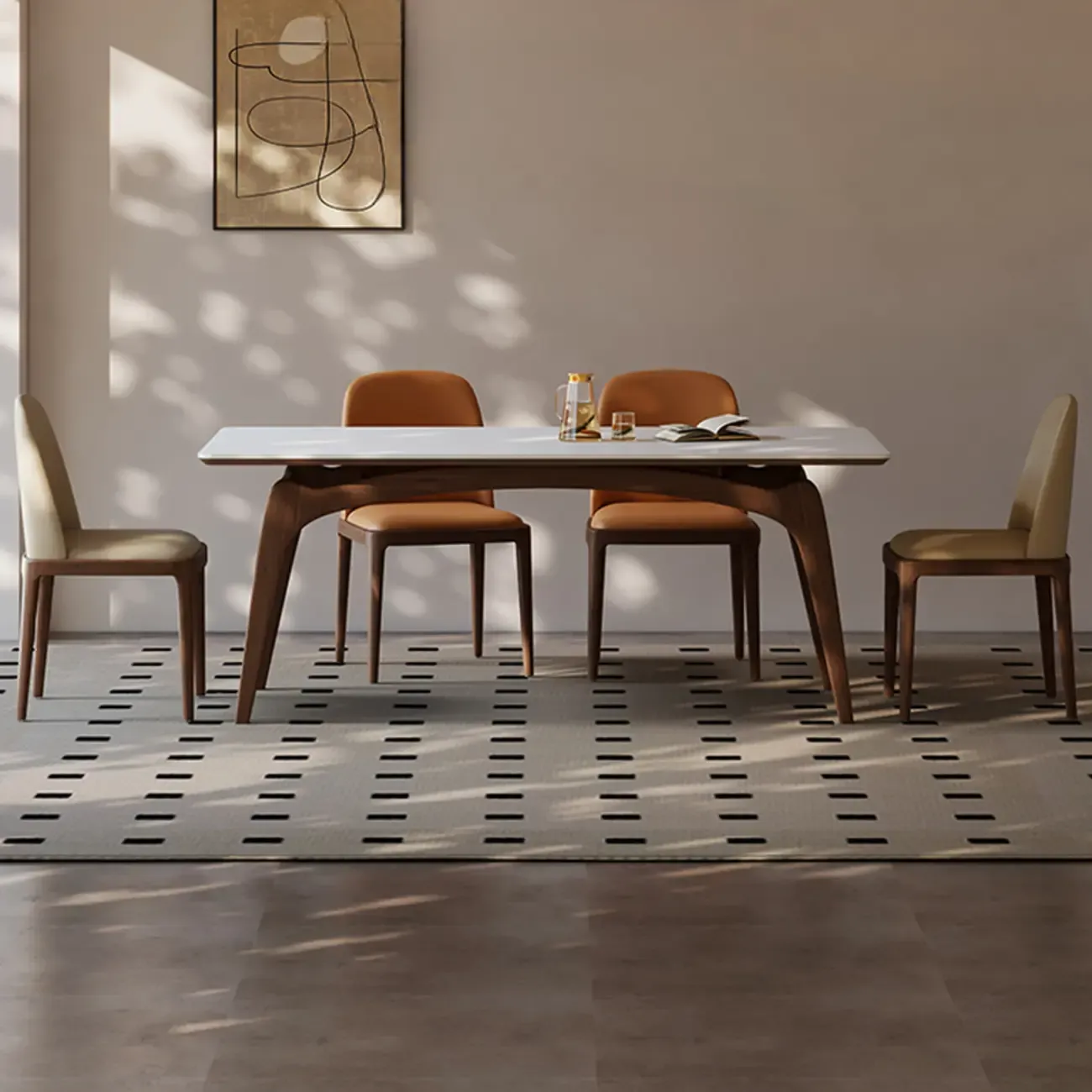 Elegant White Faux Leather Armless Wood Dining Chair Image - 6