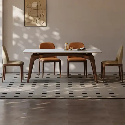 Elegant White Faux Leather Armless Wood Dining Chair Image - 6