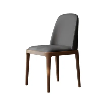 Elegant White Faux Leather Armless Wood Dining Chair Image - 8