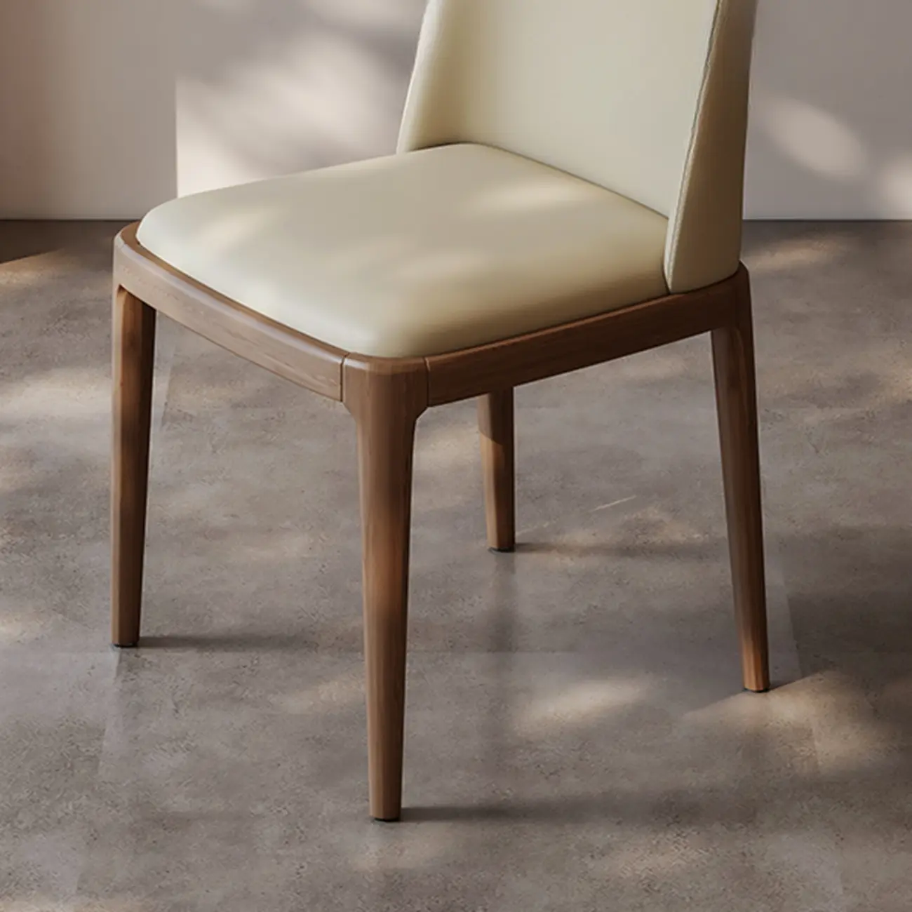 Elegant White Faux Leather Armless Wood Dining Chair Image - 12 | homeyfad