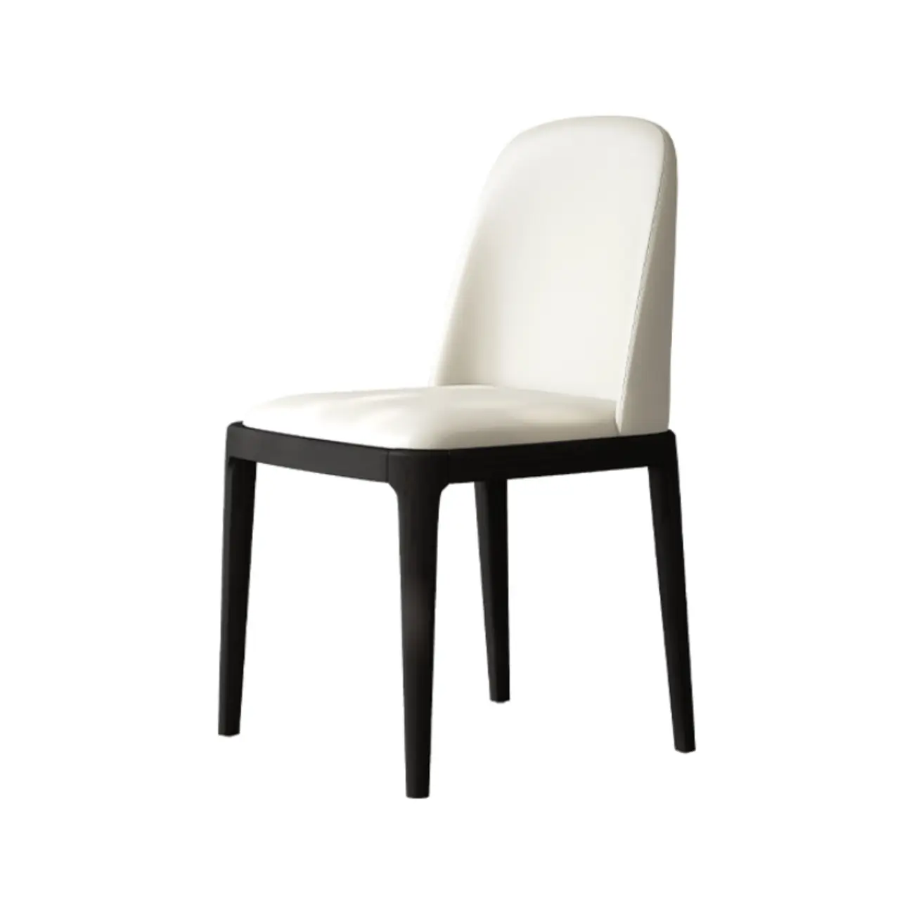 Elegant White Faux Leather Armless Wood Dining Chair Image - 15 | homeyfad